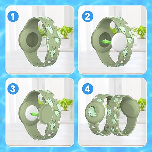 Airtag Kids Pulsera Impermeable 2pcs y Airtag Kids Sleeve 2pcs Oculto Titular de Apple Airtag IP53 Protección de Todo el Cuerpo de Silicona AirTags Sleeve Toddler Anti-Lost GPS Tracking