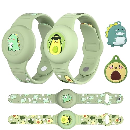 Airtag Kids Pulsera Impermeable 2pcs y Airtag Kids Sleeve 2pcs Oculto Titular de Apple Airtag IP53 Protección de Todo el Cuerpo de Silicona AirTags Sleeve Toddler Anti-Lost GPS Tracking