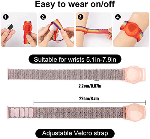 Airtags Pulsera de Reloj de Velcro Suave y Ajustable GPS Niños Anti-Scratch Protective para Posicionar la Pulsera (Rosa)