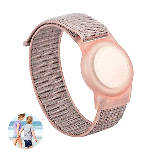 Airtags Pulsera de Reloj de Velcro Suave y Ajustable GPS Niños Anti-Scratch Protective para Posicionar la Pulsera (Rosa)