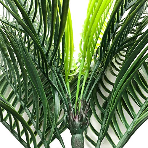 Aisamco Arbusto de Hoja de Palma Tropical Artificial Planta Artificial en Verde 1 Pieza Plástico Areca Palmera Planta 15 Hojas 63 cm de Alto para vegetación Tropical Acento Arreglo Floral