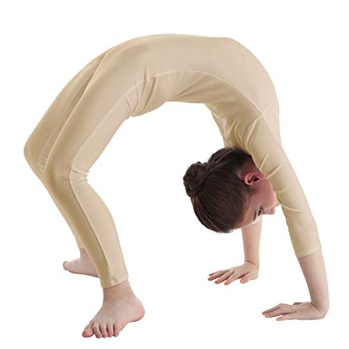 Aislor Body Monos de Danza Gimnasia Rítmica para Niñas Jumpsuit Maillot de Ballet Manga Larga Leotardos Gimnásticos Monos de Ejercicio Yoga Deporte Infantil Niña Niño Desnudo 7-8 años