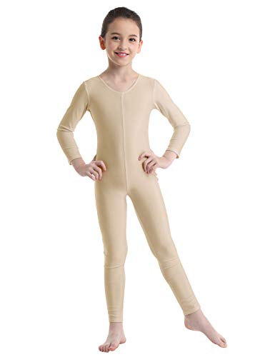 Aislor Body Monos de Danza Gimnasia Rítmica para Niñas Jumpsuit Maillot de Ballet Manga Larga Leotardos Gimnásticos Monos de Ejercicio Yoga Deporte Infantil Niña Niño Desnudo 7-8 años