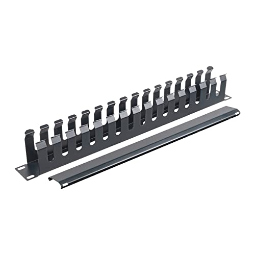 aiten data Organizador de Cables 1U Metálico con Tapa para Armario Rack 19”. Medidas: 480 de Ancho x 68 mm de Fondo