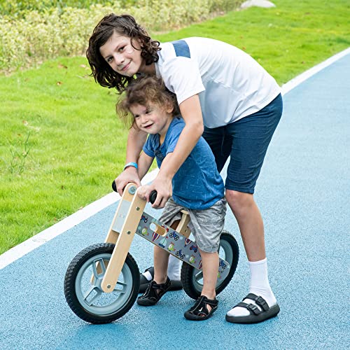 AIYAPLAY Bicicleta sin Pedales de Madera para Niños de 3-6 Años con Sillín Ajustable de 34-40 cm Bicicleta de Equilibrio Infantil con Ruedas de 12" Carga 30 kg 87x37x50 cm Gris