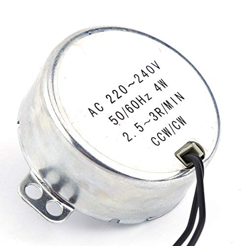 Akozon Motor síncrono turnable Sincronizador 220-240V CA 1Pc 4W CW/CCW(2.5-3RPM) sincrónico de la placa giratoria Motor Sincrón Motor Giratorio Redondo