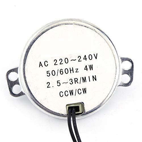 Akozon Motor síncrono turnable Sincronizador 220-240V CA 1Pc 4W CW/CCW(2.5-3RPM) sincrónico de la placa giratoria Motor Sincrón Motor Giratorio Redondo