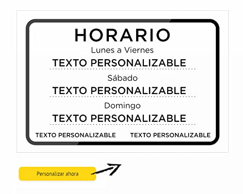 akrocard CARTEL PVC HORARIO de local/tienda - crea tu letrero decorativo/placa horario - señal horario de atención al cliente (PERSONALIZADO CON IMPRESION)