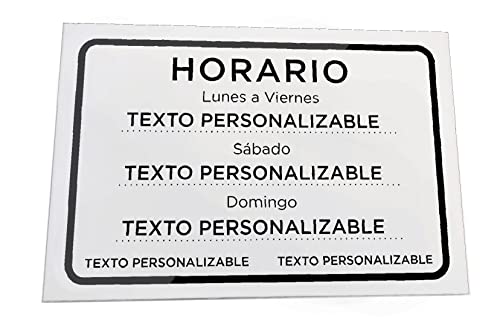 akrocard CARTEL PVC HORARIO de local/tienda - crea tu letrero decorativo/placa horario - señal horario de atención al cliente (PERSONALIZADO CON IMPRESION)