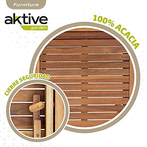 Aktive 61000 - Conjunto mesa y sillas jardín, terraza plegables, Madera acacia, 1 mesa, 2 sillas