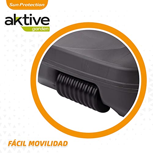 Aktive 61134 - Base sombrilla terraza exterior rectangular negra, Resistente al agua y a los rayos del sol, Base parasol con depósito de agua o arena, Con rueda para fácil traslado