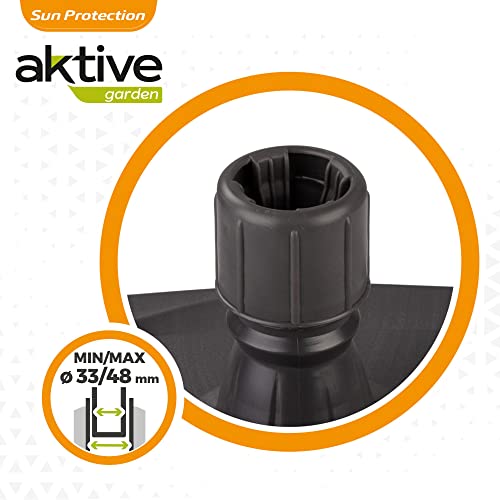 Aktive 61134 - Base sombrilla terraza exterior rectangular negra, Resistente al agua y a los rayos del sol, Base parasol con depósito de agua o arena, Con rueda para fácil traslado