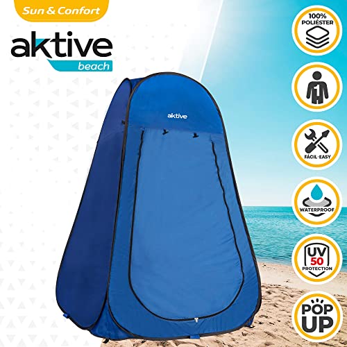 Aktive 62162 - Tienda ducha cambiador para camping sin suelo 120x120x190 cm, para 2 personas, para viaje.