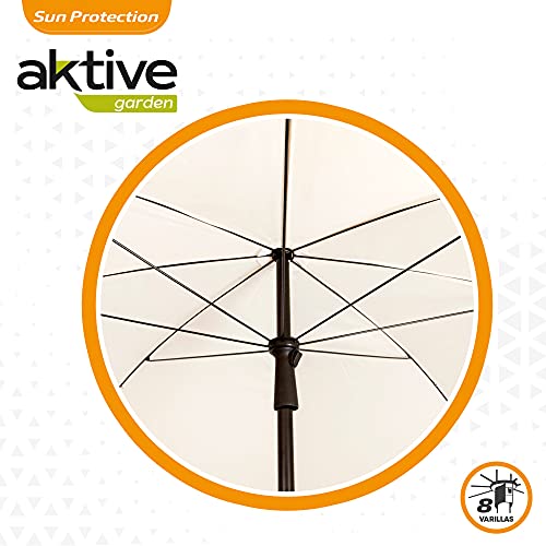 Aktive 85303 - Sombrilla de jardín, con protección UV50, Ø240 cm, color beige, mástil 28-32 mm, mástil flexible, altura regulable, Sombrillas grandes, Aktive Garden