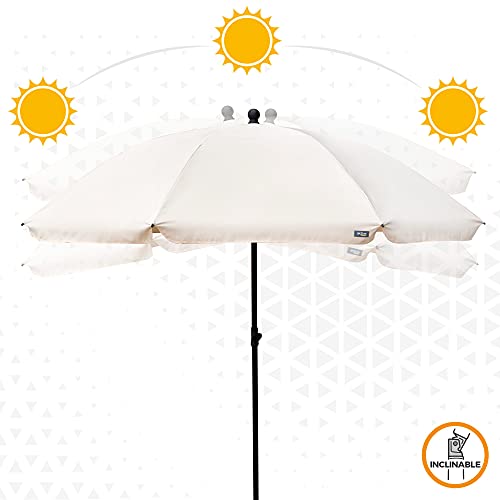 Aktive 85303 - Sombrilla de jardín, con protección UV50, Ø240 cm, color beige, mástil 28-32 mm, mástil flexible, altura regulable, Sombrillas grandes, Aktive Garden