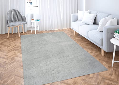 Aladdinshome Alfombra Moderna para Salón Unicolor Lavable Antideslizante Pelo Corto y Suave Gris 80x150cm