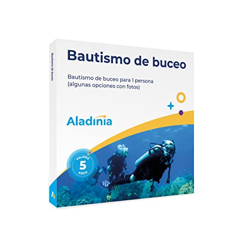 ALADINIA Bautismo de Buceo. Pack de Experiencias para Regalar. Cofre Regalo de Bautismo de Submarinismo para una Persona. Validez 5 años, Cambios Gratis e ilimitados