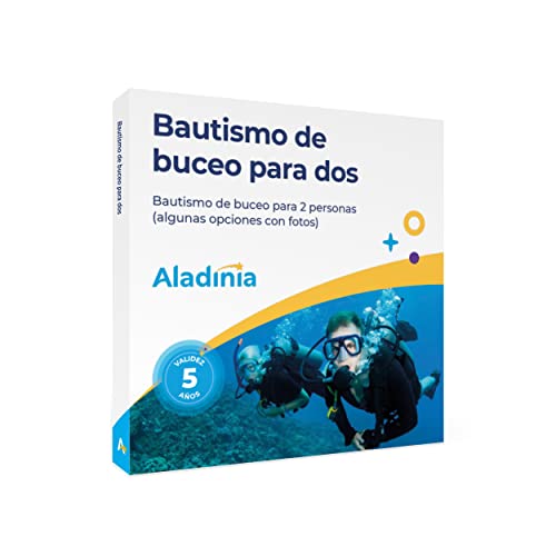 ALADINIA Bautismo de Buceo para Dos. Pack de experiencias Originales para Regalar. Cofre de Bautismo de Buceo para Dos Personas. Validez 5 años, Cambios Gratis e ilimitados