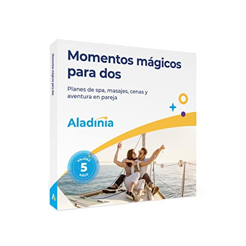 ALADINIA Momentos Mágicos para Dos. Cofre Regalo de experiencias Originales. Pack con más de 500 Actividades de Bienestar, cenas y Aventura para Dos. Validez 5 años, Cambios Gratis e ilimitados