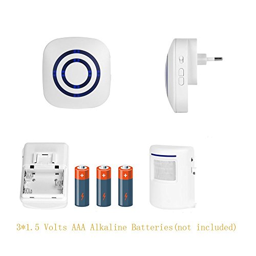 Alarma de Seguridad, Domowin Timbre de Alarma Detector de Presencia Portátil Impermeable Avisador de Puerta 1 Sensor & 1 Receptor 38 melodías