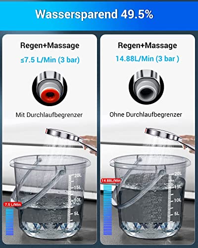 Alcachofa Ducha con Manguera Alta Presion - SREWOHS Antical Alcachofa Ducha Ahorro de Agua Cabezal de Ducha extraíble con 5 Modos,Potente Modo de Chorro para Limpiar baños Paredes alicatadas