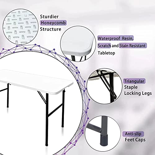 Alextend Mesa plegable, mesa de plástico portátil de 40 pulgadas, mesa plegable en altura ajustable para fiestas en interiores y exteriores, picnic y camping (blanco)