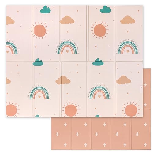 Alfombra Bebe Acolchada Plegable - Alfombra Bebe Sweety Fox 150x180x1cm - Alfombra Infantil Reversible, Plegable e Impermeable - Colchoneta Bebe Suelo para Jugar - Tapete Bebe - Arco iris