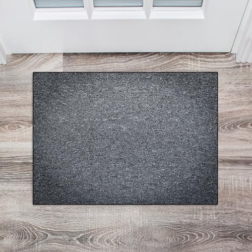 Alfombra De Cocina 60 x 170 cm Antideslizante Anti Manchas Alfombra De Pasillo De Pelo Corto con Respaldo de Goma para Sala de Estar Dormitorio, Gris Oscuro