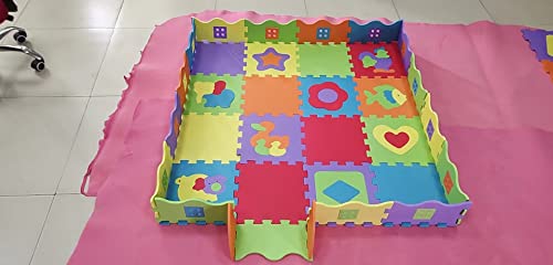 Alfombra Puzzle para Bebé 150x150 cm 36pcs Espuma Eva | Suelo Goma Eva Bebe Grande | 1.44㎡ / 16 Piezas (32 * 32 * 1cm) + 20 Accesorios circundantes Valla (Multicolor)