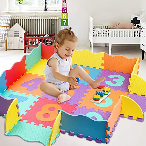 Alfombra Puzzle para Niños Infantil 25 Piezas Números Alfombra Gateo Bebe en Espuma EVA, 25 Piezas (120 * 120 cm)