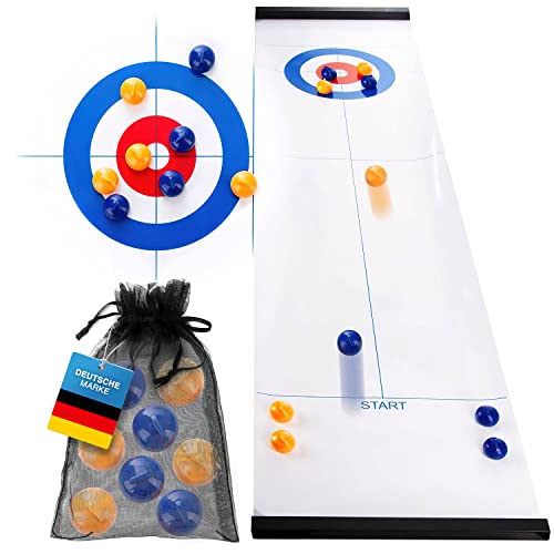 all Kids United® Curling - Juego Familiar de Tablero de Curling - Juego de Mesa de Bolos sobre Hielo Juego de Viaje para niños y Adultos