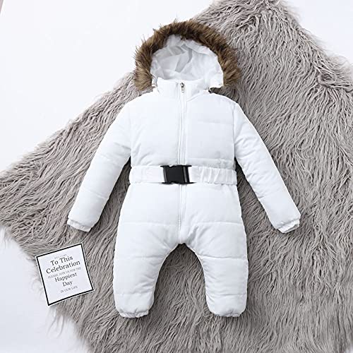 Allbestop Mono para la nieve, chaqueta, abrigo, mono infantil, prendas de vestir exteriores para niñas, abrigo y chaqueta cálidos con capucha para bebés Ropa De 1 Ano (White, 9-12 Months)