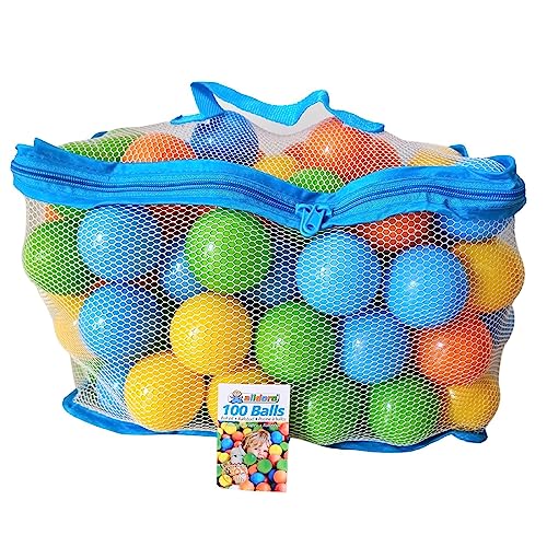 alldoro 60382 100 Bolas de plástico para Piscina de Bolas de 6 cm de diámetro, Coloridas para niños pequeños, Incluye Bolsa de Transporte de Malla