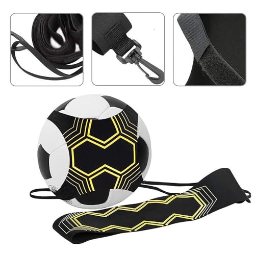 ALLOMN Entrenador de fútbol, cinturón elástico de entrenamiento de fútbol, ayuda de entrenamiento de fútbol, manos libres para niños y adultos, cinturón de entrenamiento de fútbol ajustable, equipo de