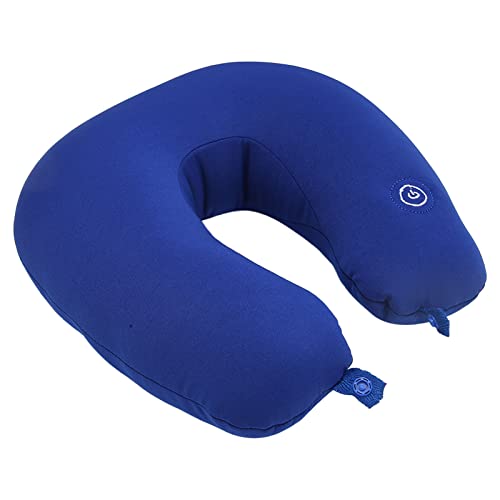 Almohada de Viaje con Reposacabezas, Alivia la Fatiga en Forma de U, Almohada de Viaje con Mensaje de Vibración de Espuma Viscoelástica Azul de bajo Ruido para Oficina