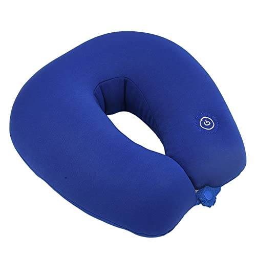 Almohada de Viaje con Reposacabezas, Alivia la Fatiga en Forma de U, Almohada de Viaje con Mensaje de Vibración de Espuma Viscoelástica Azul de bajo Ruido para Oficina