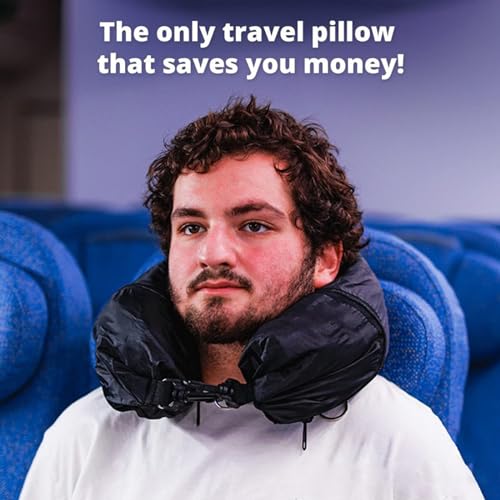 Almohada de viaje rellenable, almohada de viaje para el cuello que se puede rellenar con ropa, solo funda de almohada para el cuello, sin relleno, se adapta a artículos esenciales de 3 días, artículos