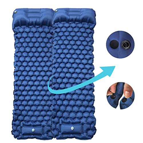 Almohadilla de Dormir Inflable, colchones de Camping Ultraligero colchón al Aire Libre de Aire Impermeable Estera para Dormir con Almohada para Tiendas de Alquiler p Denim Blue