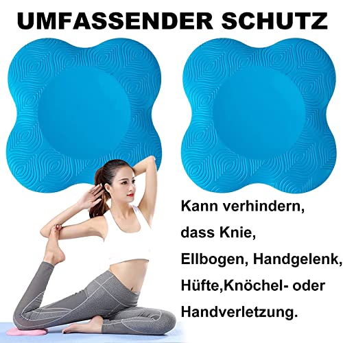 Almohadilla Rodillera Yoga，2Pedazo Colchonetas de Yoga Manos Codos Esterilla Yoga Antideslizante Cojín PU Rodillera Yoga Para Mujer Protectora Pilates el Tobillo Ejercicios Estiramiento Mat (Azul)