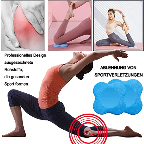 Almohadilla Rodillera Yoga，2Pedazo Colchonetas de Yoga Manos Codos Esterilla Yoga Antideslizante Cojín PU Rodillera Yoga Para Mujer Protectora Pilates el Tobillo Ejercicios Estiramiento Mat (Azul)