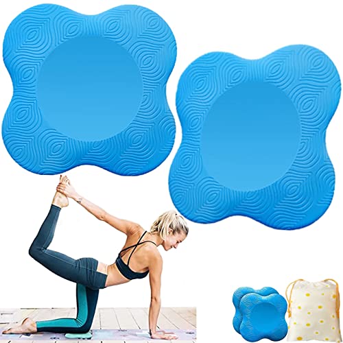 Almohadilla Rodillera Yoga，2Pedazo Colchonetas de Yoga Manos Codos Esterilla Yoga Antideslizante Cojín PU Rodillera Yoga Para Mujer Protectora Pilates el Tobillo Ejercicios Estiramiento Mat (Azul)