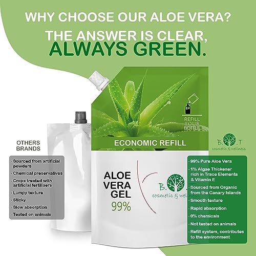 Aloe Vera Gel Gel Aloe Vera Cultivo Orgánico 100% Natural | Hidratante Piel Cabello | After Sun | Antiarrugas | Anti Acné | Reafirmante | Ideal para Estrías, 250 ml