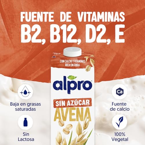 Alpro Bebida Vegetal de Avena sin Ázucar - Pack de 6 x 1L