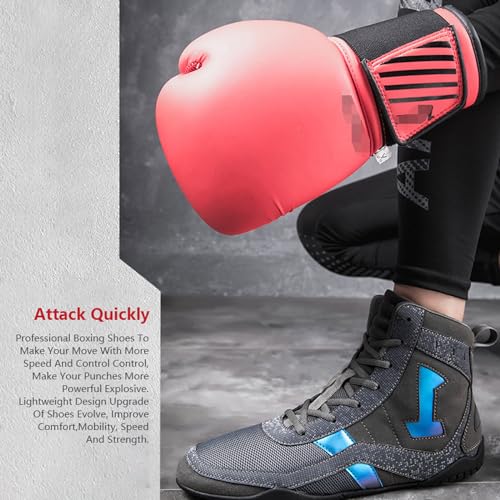 Alta TraccióN Zapatillas De Boxeo Hombre Y Mujeres Zapato De Boxeo De Lucha Libre,Core Botas De Lucha,Flexibles Duraderos Liviablesy Transpirables para Deportes Combate Wrestling