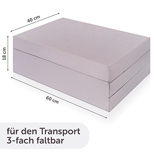 Alvi Colchon Cuna Viaje120 x 60 cm, Colchón Plegable Grosor 6 cm, Colchoneta Espuma con Funda de Algodón Extraíble, Colchoneta Plegable Transpirable, Gris