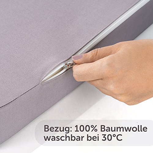 Alvi Colchon Cuna Viaje120 x 60 cm, Colchón Plegable Grosor 6 cm, Colchoneta Espuma con Funda de Algodón Extraíble, Colchoneta Plegable Transpirable, Gris