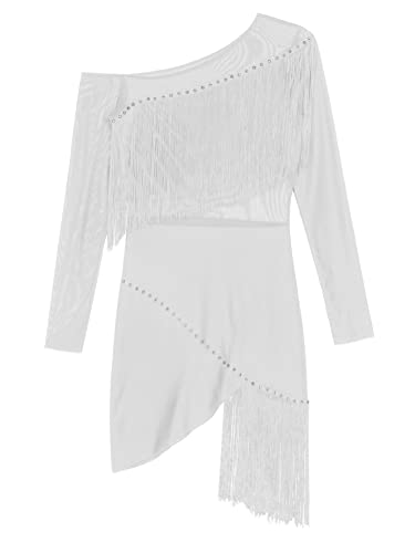 Alvivi Vestido de Danza Ballet para Mujer Maillot de Gimnasia Rítmica Patinaje Vestido Baile de Salón Latino Rumba Disfraz de Bailarina S-XXL W Blanco M