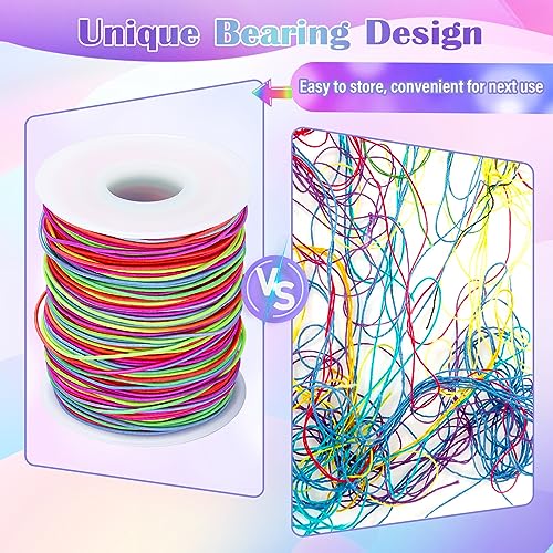 Alyvisun 1mm x 100m Colorido Hilo Pulseras Elastico, Hilo Elastico para Pulseras Adecuado para La Fabricación de Joyas de DIY, Pulseras, Collares, Artesanías, Decoraciones (Colloful)