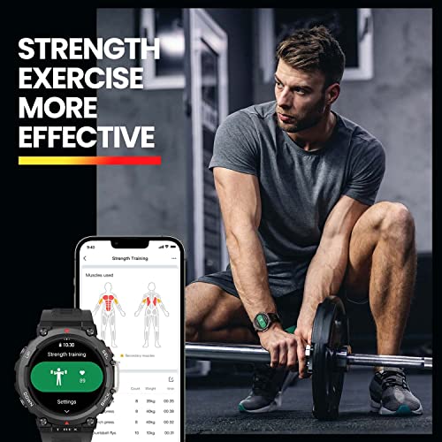 Amazfit T-Rex 2 Series SmartWatch Reloj Deportivo Premium Multideporte con GPS Navegación en Tiempo Real Ejercicio de Fuerza 150+ Modos Deportivos Frecuencia cardíaca Monitoreo SpO2