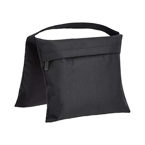 Amazon Basics - Bolsa de arena vacía, accesorio fotográfico para soportes de iluminación, paquete de 4, Negro